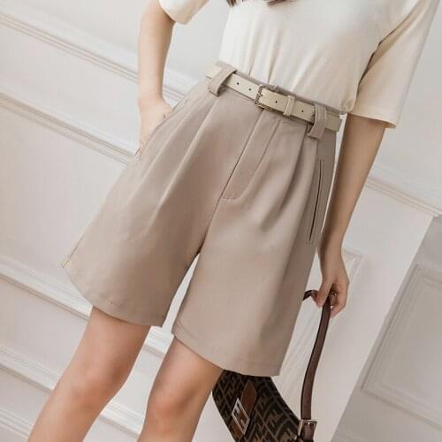 2021Summer Shorts Female Fashion Korean High waist Women Shorts Wide Leg Slim Suit Short Pants