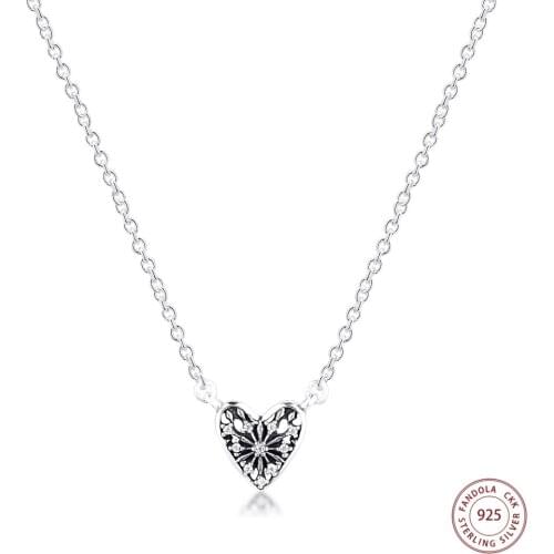 Heart of Winter Necklace 925 Sterling Silver Pendant Necklaces for Women Silver 925 Jewelry Accessories Bijoux