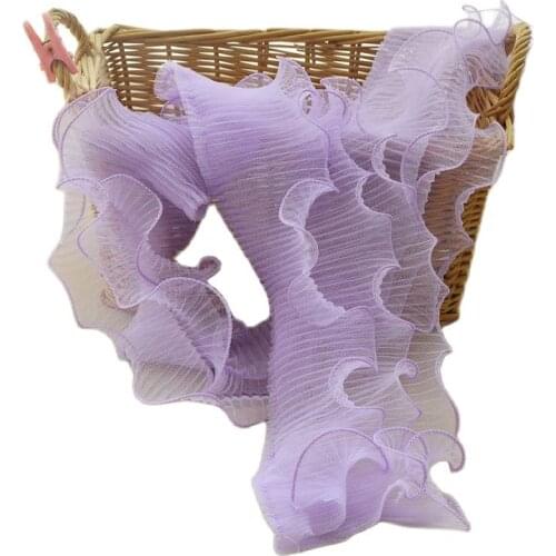 1M Pleated Tulle Guipure Pink Black White Lace Fabric 12cm Trim Green Lace Ribbon DIY Sewing Curtain Craft Supplies dentelle SA9