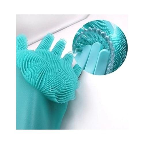 1Pair Silicone Cleaning Gloves Kitchen Magic Silicone Dish Washing Glove For Household Scrubber Rubber Kitchen Clean Tool