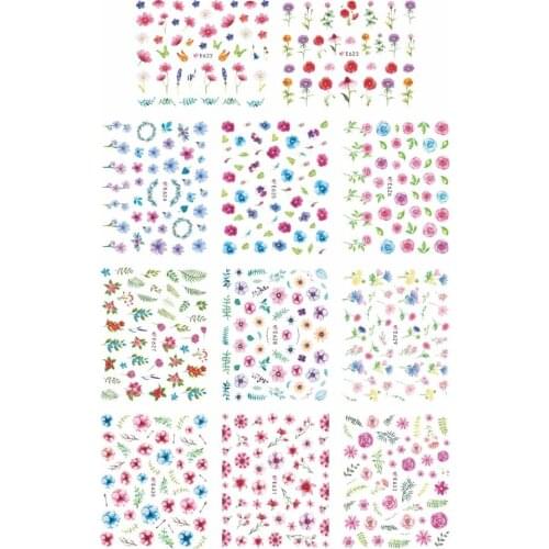 11 PCS / LOT SIMULATION SELF-ADHESIVE 3D NAIL TATTOOS STICKER SLIDER FLOWER BRANCH ANEMONE WISTERIA REDBUD E622-632