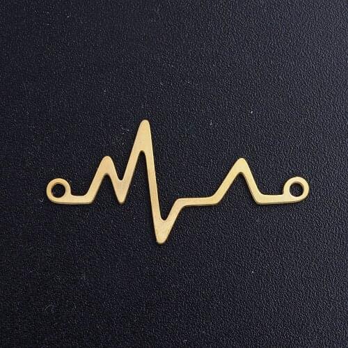 5pcs/lot Heartbeat 316L Stainless Steel DIY Connector Charms Wholesale For Necklaces Making OEM Connectors Charm Accepted