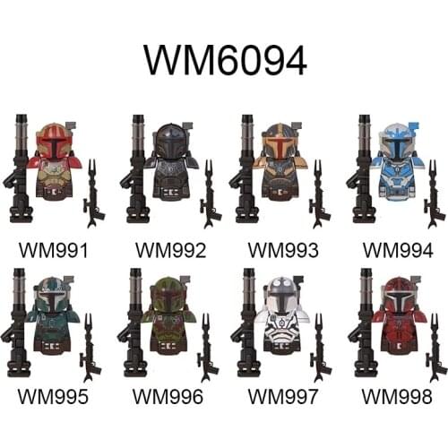 8pcs/set WM6094 Assemble Character Helmet Accessories Weapon Building Blocks Model Figures Toy Children Gift