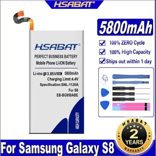 HSABAT 5300mAh EB-BG950ABE Battery for Samsung Galaxy S8 G9508 G9500 G950U SM-G9508 SM-G G Project Dream G950A G950T G950 G950F
