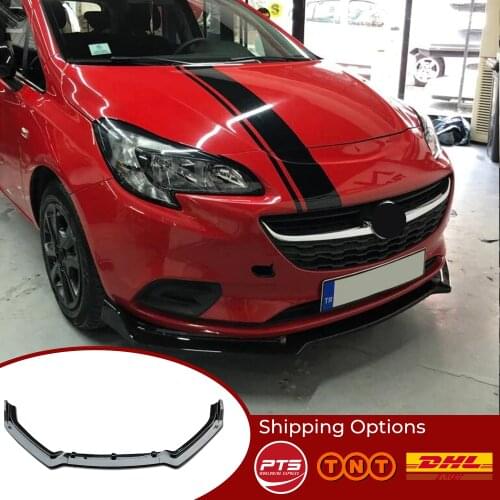 For Opel Vauxhall Corsa E Accessories Car Front Bumper Lip 3 pcs Black Splitter Diffuser Lip Body Kit Spoiler Bumpers