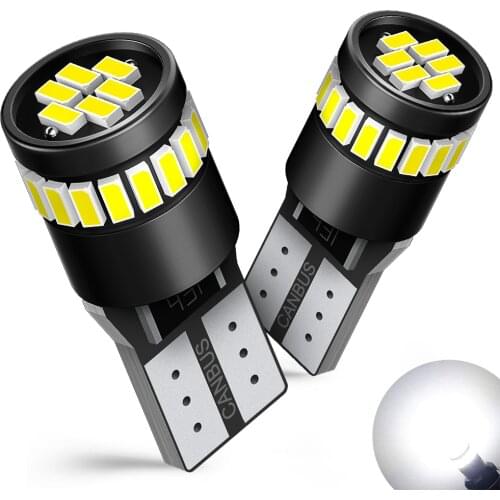 AUXITO 2Pcs W5W T10 LED Canbus No Error 3014 24-SMD Car Position Parking Lights Auto Interior Reading Done Trunk Lamp 12V White