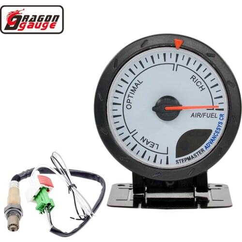 Dragon 60mm Auto Air Fuel Ratio Car Gauge White and Red Backlight Narrow Band Oxygen Sensor Meter Free Shipping