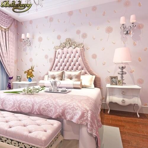 Beibehang Pink purple dandelion feather wallpaper for walls 3 d wall paper rolls home decor TV Background living room decoration
