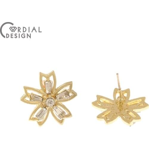 Cordial Design 50Pcs 17*18MM Jewelry Accessories/Hand Made/Earring Findings/Flower Shape/DIY Making/Rhinestone Earrings Stud