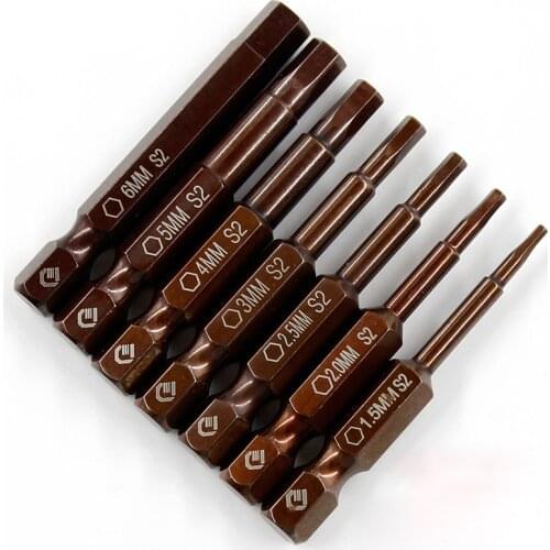 7 Pcs/set 50mm 1.5-6mm Hex Screwdriver Bits S2 Alloy Steel Magnetic Electric Drill Hexagonal Screwdriver Head Power Driver Tools
