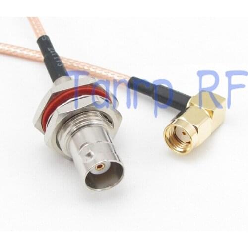 2PCS 20CM Pigtail coaxial jumper cable RG316 8inch BNC female nut bulkhead to RP SMA male right angle RF adapter connector