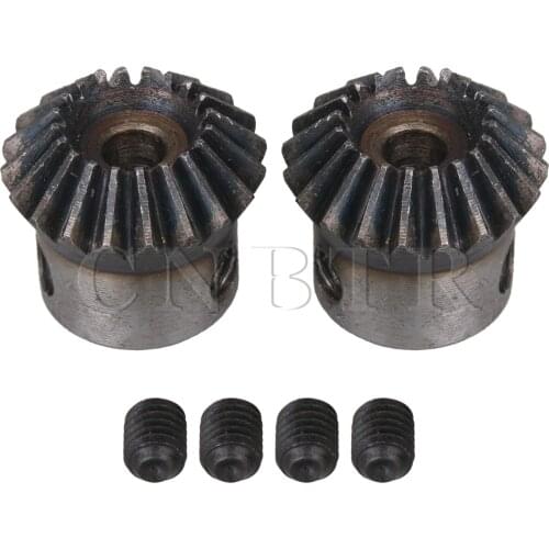 CNBTR 2Pcs 20 Teeth Steel 1 Module Tapered Bevel Pinion Gear Wheel 5mm Bore