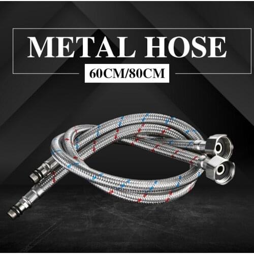 60CM/80CM Metal Hose Cold and Hot Water Faucet Inlet Pipe Stainless Steel Braided Pointed Hose Explosion-Proof Hose