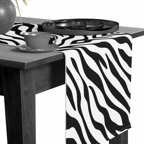 Scandinavian Style Fashion Premium Black Zebra Pattern Digital Printed Table Runner Boho Decor Tablecloths Wedding Home Decor