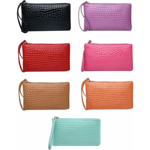 Fashion Crocodile pattern hand Pouch for iPhone for Xiaomi for Huawei honor for Samsung Pure color mobile phone bags box