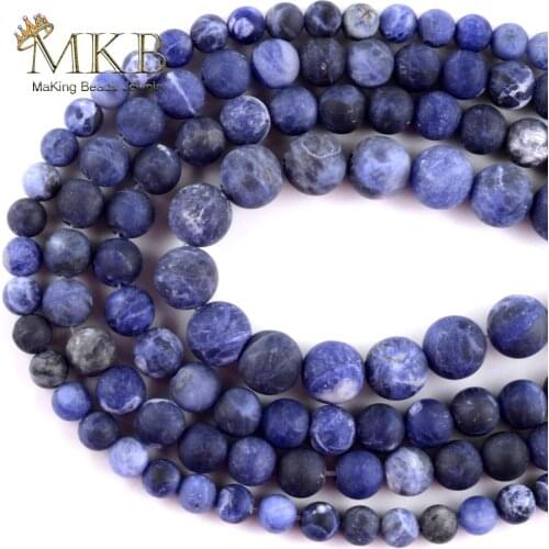 Natural Stone Dull Polish Matter Old Sodalite Stone Round Beads Spacer Loose Beads For Jewelry Making 4mm-12mm Diy Bracelet 15"