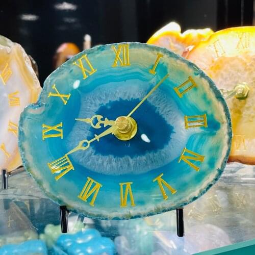 New Arrival!!!Natural Agate Slice Digital Clock Quartz Crystal Stone Mineral Rock Geode Desk Home Decoration Ornaments