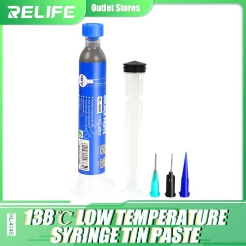 RELIFE lead-free low temperature solder paste RL-404S for iPhone12 mini soldering repair patch tin mud syringe 138 degrees