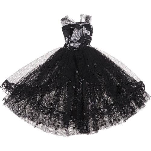 Stylish 1/6 BJD Fashion Doll Dress Form Wedding Dress Evening Gown Pettiskirt Garment For 12inch Doll Party Dancing Outfit Black