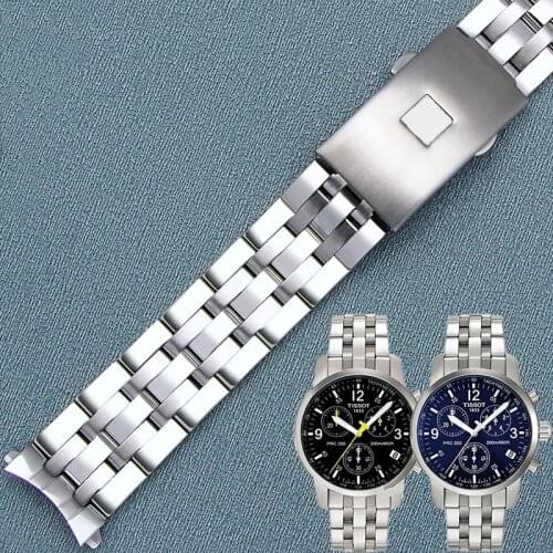 Suitable for Tissot Watch Strap Steel Belt Male WatchBands 1853 Original T17 T461 T014 Prc200 Stainless Steel Watch Band Chain