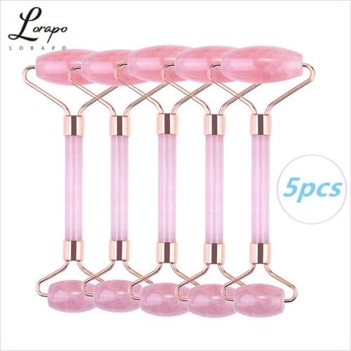 5pcs Facial Massager Rose Quartz Roller Jade Natural Jade Face-lift Massager Jade Powder Crystal Face-lift Massager Wholesale