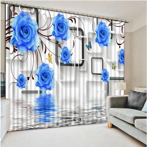 Luxury Blackout 3D Window Curtain For Living Room wedding Bedroom Drapes Cortina Rideaux Customized size rose Cushions cover