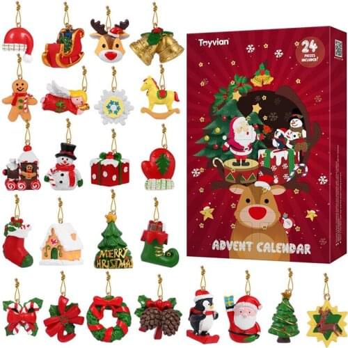Christmas Hanging Pendant Set Advent Calendar with 24PCS Hanging Ornaments Christmas Countdown Calendar Party Favors for Xmas