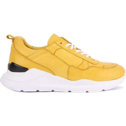 Sail-Lakers Genuine Leather Yellow High Bottom Men Sneaker