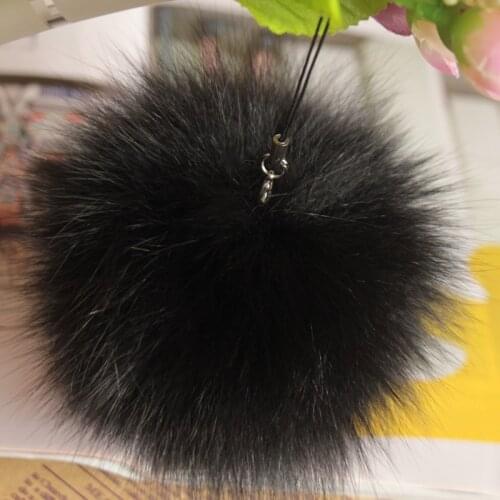 10cm Nature Genuine Fox Fur Ball Pom Pom Fluffy DIY Winter Hat Skullies Beanies Knitted Cap Pompoms TKF005-black