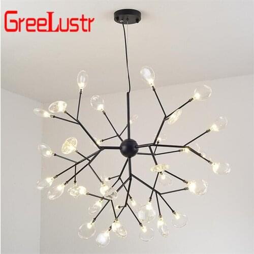 Nordic Glass Led Chandeliers Lamparas Tree Branch Black Pendant Lamps Lustre For Living Room Hanging Lamp Lighting Fixtures