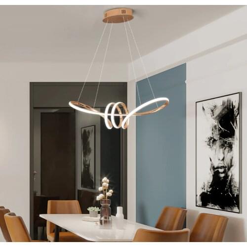 Gold Chrome Plating Modern Led Chandeliers For Living Room Bedroom Aluminum kitchen Hanging light Indoor Dining Table Fixtures