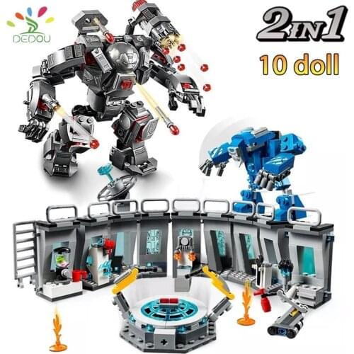 DEDOU Building Blocks Iron Man Mech Showroom Model Sets Movie Endgame City Brick Toys Construction Gift For Children toys