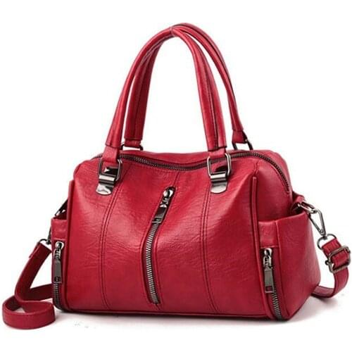 Handbag Purse Casual Women Totes Single Shoulder Bags 2021 Soft Pu Leather Ladies Messenger Bag Female Boston Zippers