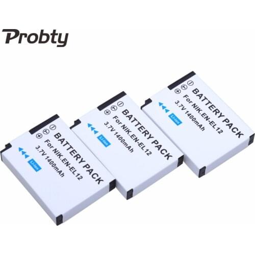 PROBTY 3PCS 1400mAh EN-EL12 ENEL12 EN EL12 Camera Battery For Nikon S1200 S6150 S6200 S8200 S9300 S9050 Camera Batteries