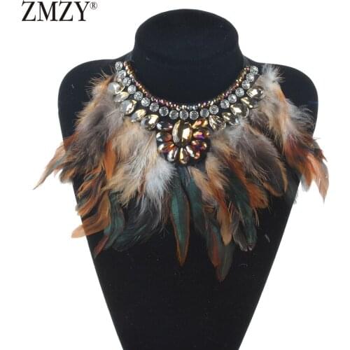 ZMZY New Necklace Fashion Chain Multilayer Long Feather Necklace Luxury Statement Necklaces Bijoux Jewelry Wholesale