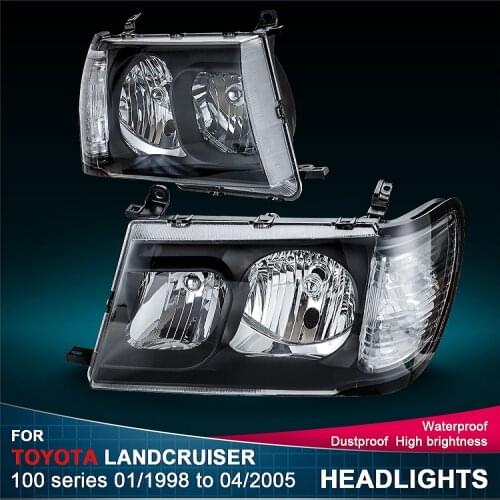 1 Pair Headlights Waterproof for Toyota Landcruiser 100 Series 1998-2005/04 Altezza Black Car Accessories