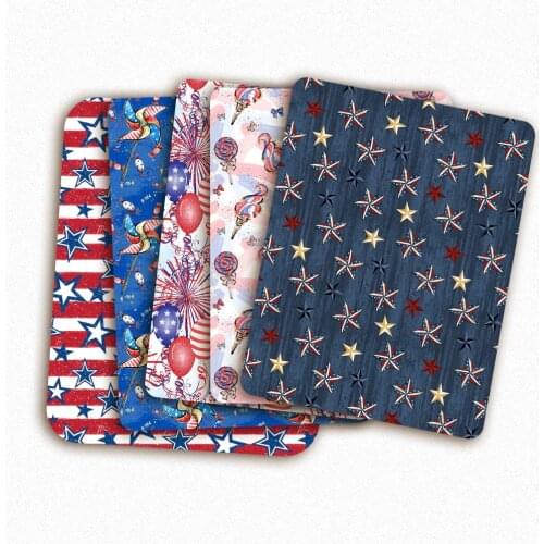 Polyester Cotton Fabric Sewing Fabrics Five-pointed Stars Printed Cloth Sheets Clothes Making DIY Craft Supplies 45*145cm 1pc