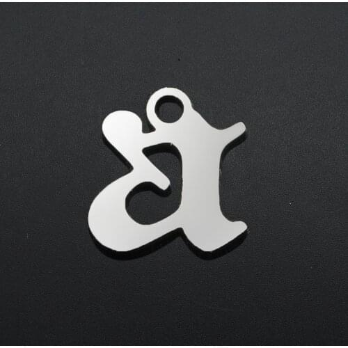 10Pcs / Lot 100% Stainless Steel Old English AZ Letter Minor Case Letter Charm For Making Bracelet Necklace Pendants