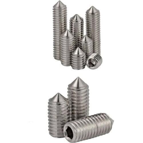 10pcs M3-M5 304 stainless steel cone end set screws hexagon socket headless screws