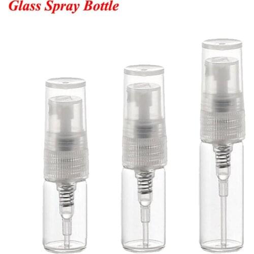 100pcs Refillable Mini Essential oil Spray Bottle 2ml 3ml 5ml Empty Portable Glass Bottle Perfume Atomizer Travel Accessories