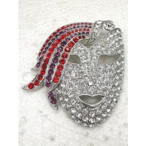 12pcs/lot Wholesale Mask Masquerade Rhinestone Pin brooches C101969-A