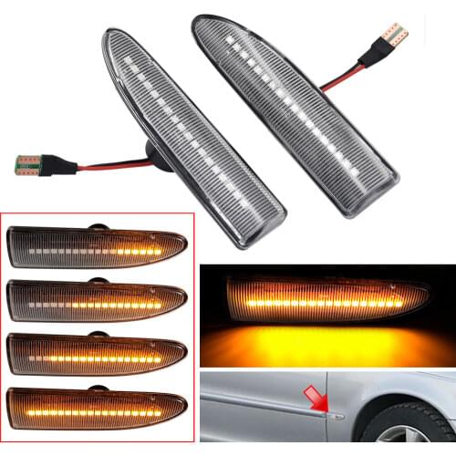 2Pc For JAGUAR X-TYPE 2002 2003 2004 2005 2006-2009 Dynamic LED Side Marker Light Arrow Turn Signal Blinker Indicator Lamp