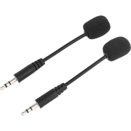 2pcs Headset 3.5mm Microphone Bendable Gaming Mic For Smart Phone PC Recording T3LB
