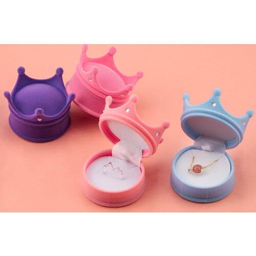 2 pieces lovely Velvet jewelry box wedding ring box Crown shape gift box Necklace Ring Case Earrings Holder for jewelry display
