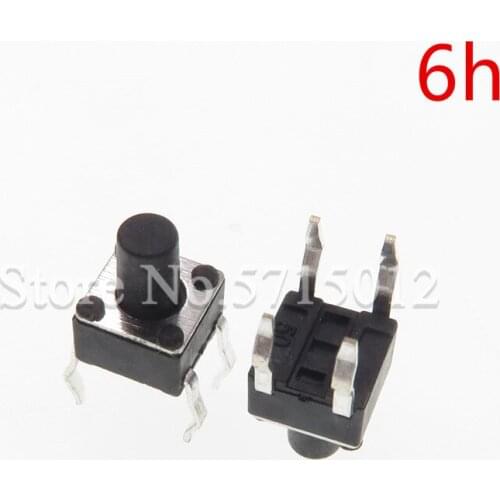 200pcs 4.5*4.5*6mm 4pin DIP Black Micro Push Button Switch Tactile Tact Momentary Electronic Switch