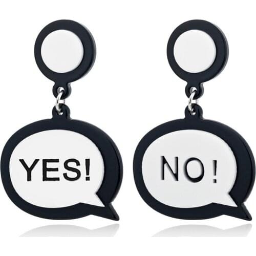 2020 New Fashion Korean Words Pendant Acrylic Letter Earring Cool Asymmetric Earrings for Women Jewelry Duftgold