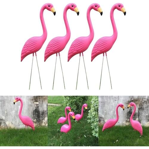 4 Piece Set Lovely Plastic Flamingo Lawn Garden Party Grassland Ornament Art Decor