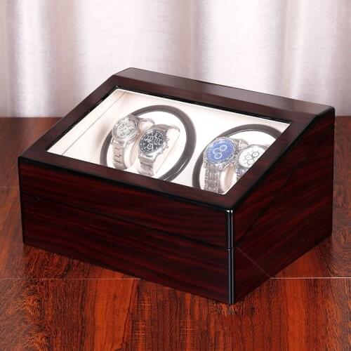 Automatic Watch Winders Box Rotator Watchwinder Winding Anti-Magnetization Mute Ebony Wood Watch Cabinet Display Storage Boxes