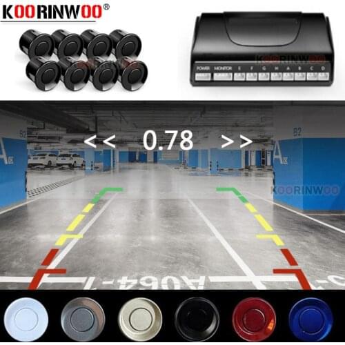 Koorinwoo Universal Car Parking Sensor Parktronic 8 System 22mm Black White Silver Grey RCA Alert BIBI Sounds Probe Car-detector
