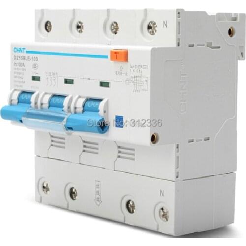 Free Shipping Two years Warranty DZ158LE 3P+N 100A 3 poles earth leakage circuit breaker residual current